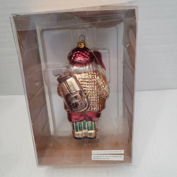 Christmas Holiday 18 Hole Golfer Santa Claus Glass Ornament Metallic Decor 5" - Picture 4 of 9